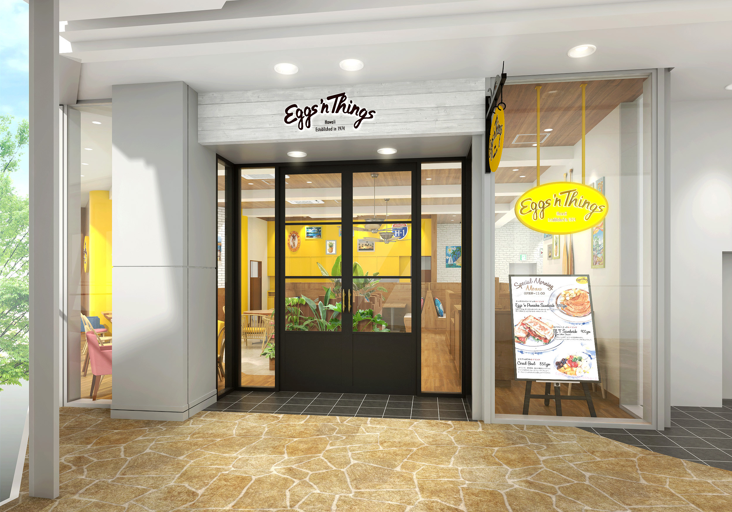 福岡博多運河城Eggs n Things全新門市明亮木質外觀